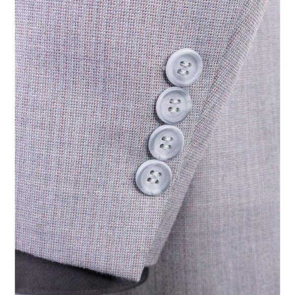 Vintage ARNIE Wool Blend 2-Pcs Blazer Jacket Cost / Vest Gray Micro Check Sz 42R - Picture 10 of 16